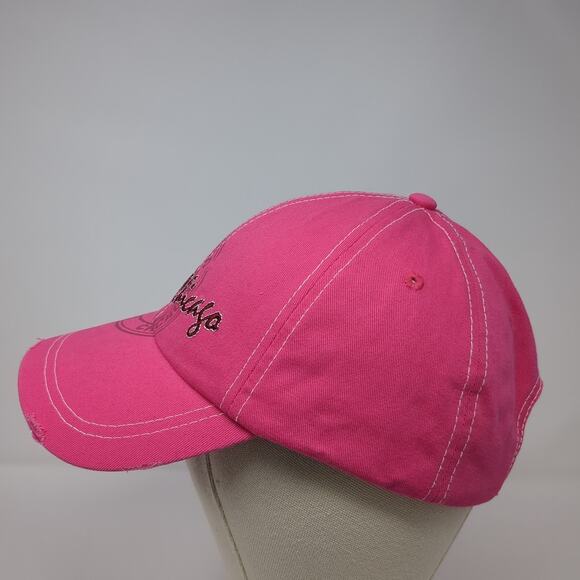 Chicago Strapback Baseball Cap Pink One Size Adjustable Embroidered Distressed - Picture 3 of 9